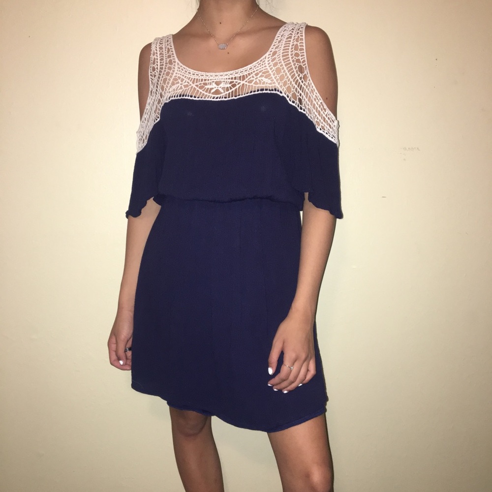 Navy Blue Dress with cold shoulder